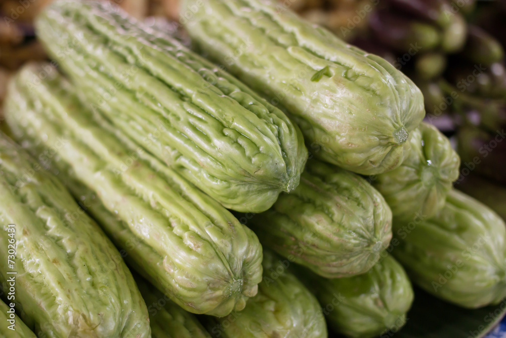 Bitter gourd in market Bitter gourd in market