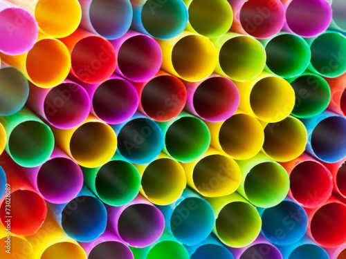 ends of multicoloured plastic drinking straws
