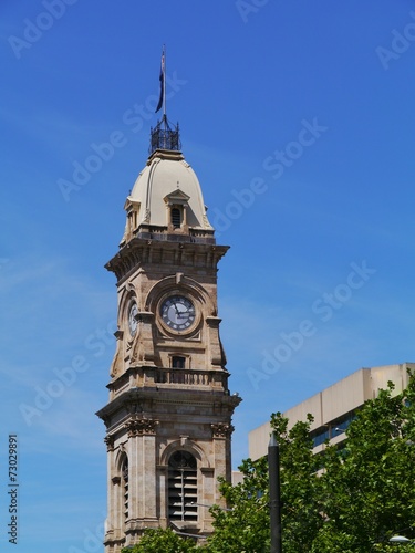 The tower of the historic town hall in Adelaide in Australia