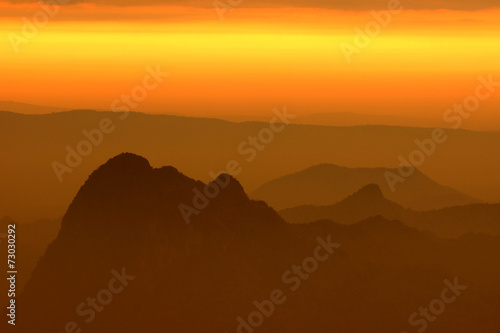 Mountain Viewpoint before sunset at Phukradung Nation Park Thail