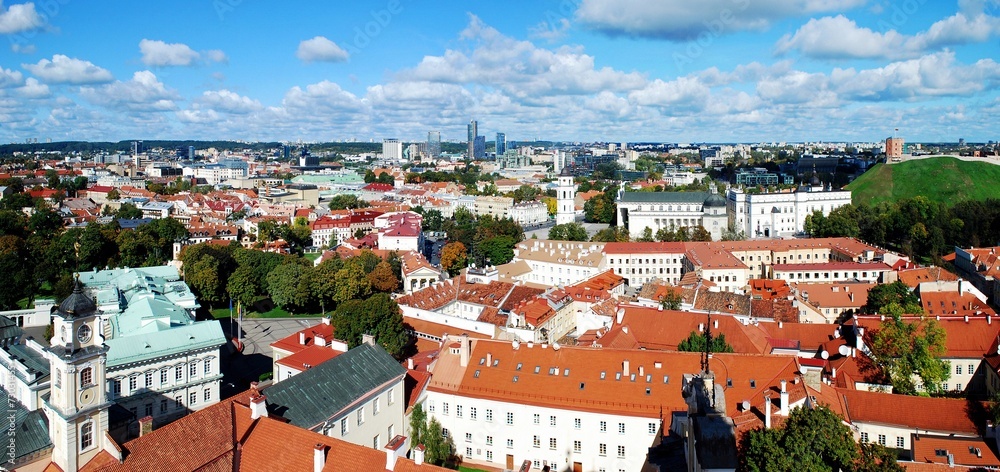 Naklejka premium Vilnius city aerial view from Vilnius University tower