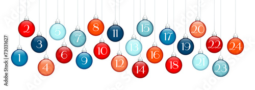 Advent Calendar Hanging Christmas Balls Blue/Red