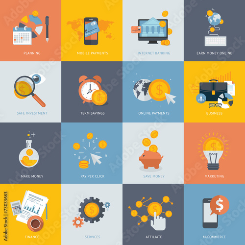 Flat design concept icons for finance