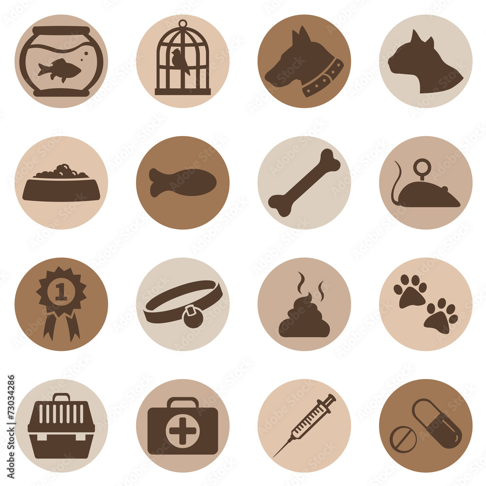 Vector Set of Pets Icons Vector Set of Pets Icons