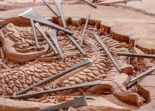 Fototapeta Tools of the wood carver