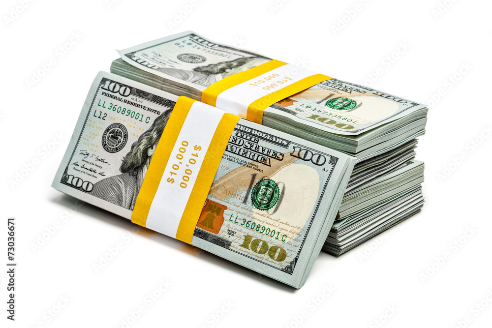 Bundles of 100 US dollars 2013 edition banknotes Bundles of 100 US dollars 2013 edition banknotes