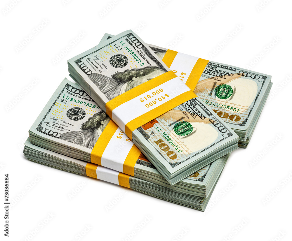Bundles of 100 US dollars 2013 edition banknotes Bundles of 100 US dollars 2013 edition banknotes