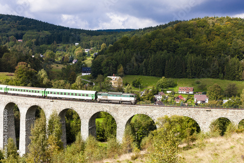 passenger train on viaduct Novina, Krystofovo Valley, Czech Repu