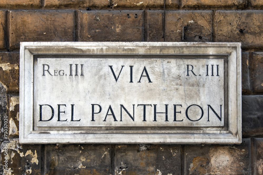 Naklejka premium Via del Pantheon plaque