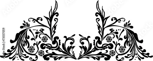 symmetric black design with floral curls