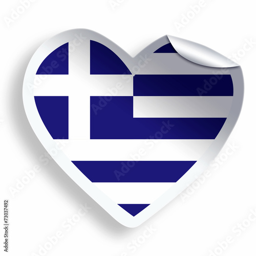 Heart sticker with flag of Greece isolated on white