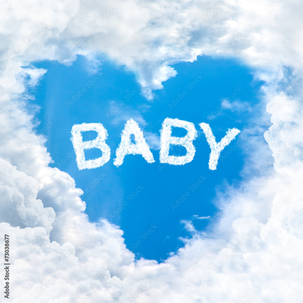 baby word on blue sky