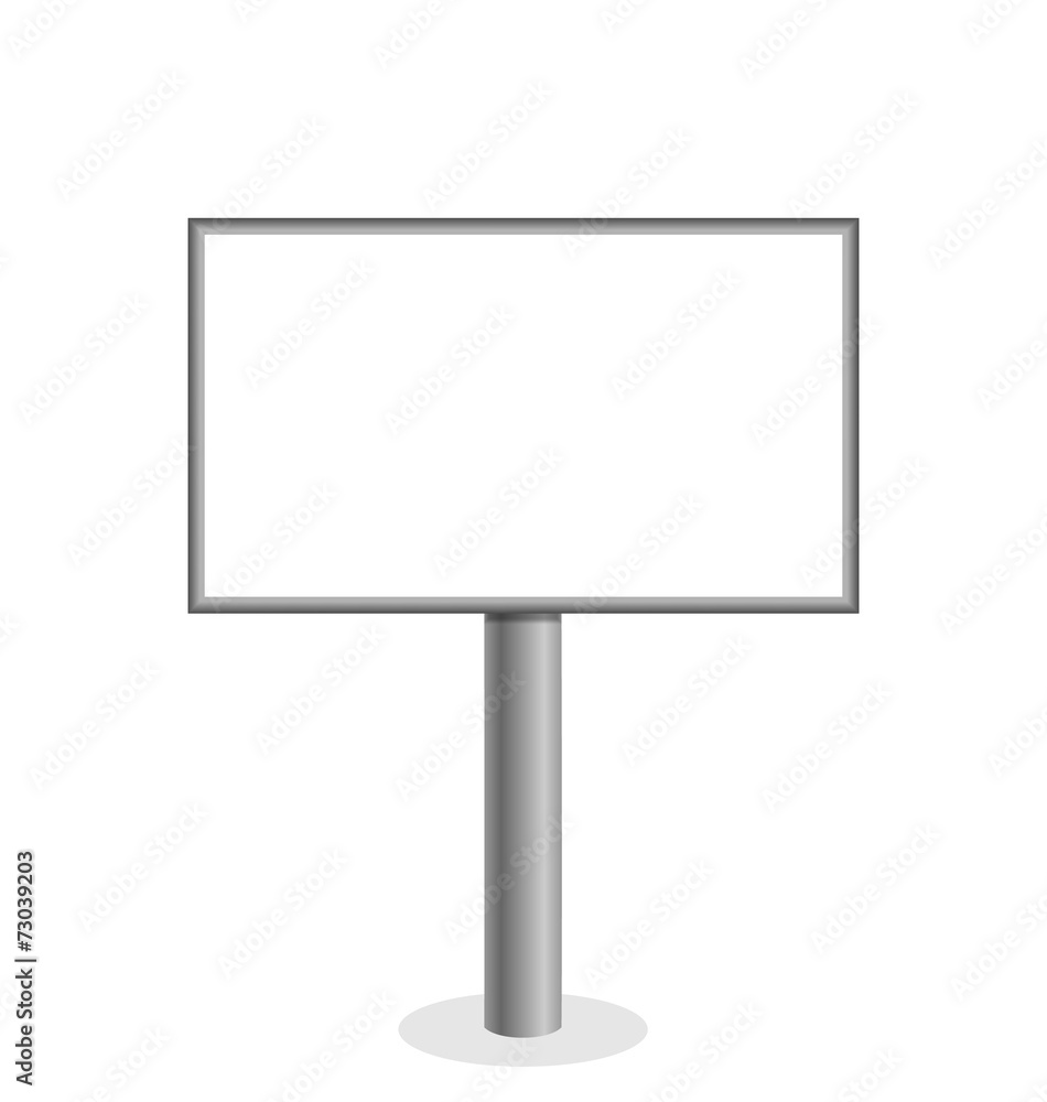 Simple metal billboard isolated on white background