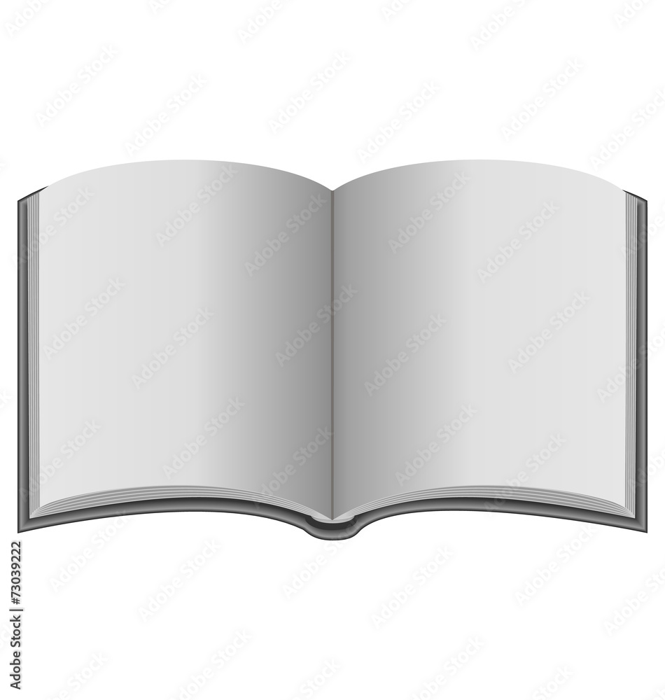 Obraz premium Open book in grayscale colors isolated on white background