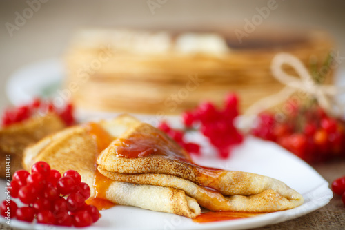 pancakes with jam viburnum