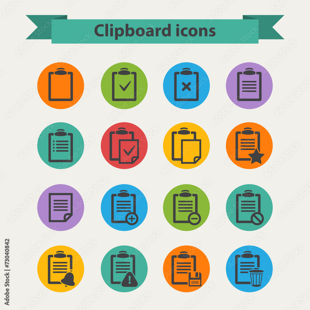 Black Clipboard icons set in flat style Black Clipboard icons set in flat style
