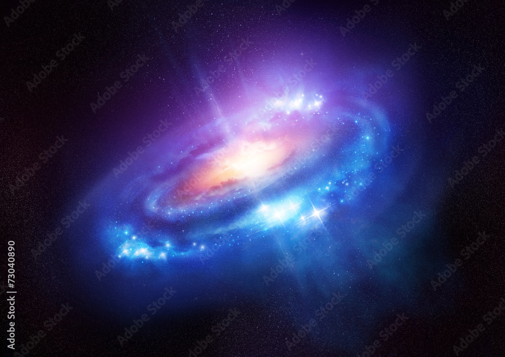 Naklejka premium Kolorowa spiralna galaktyka w kosmosie