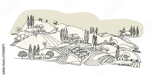 Cartoon countryside, vector