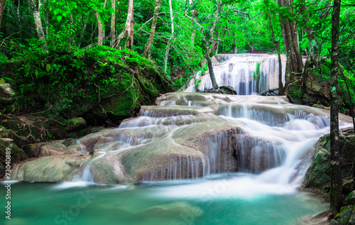 Fototapeta Naklejka Na Ścianę i Meble -  Waterfall in deep the forest at Erawan National Park