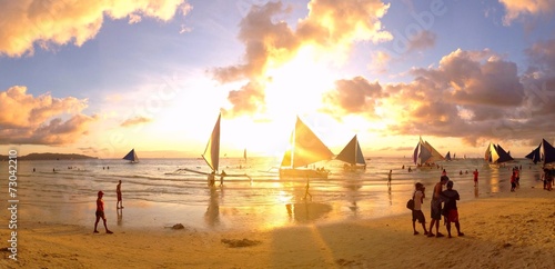 sunset on white beach Boracay photo