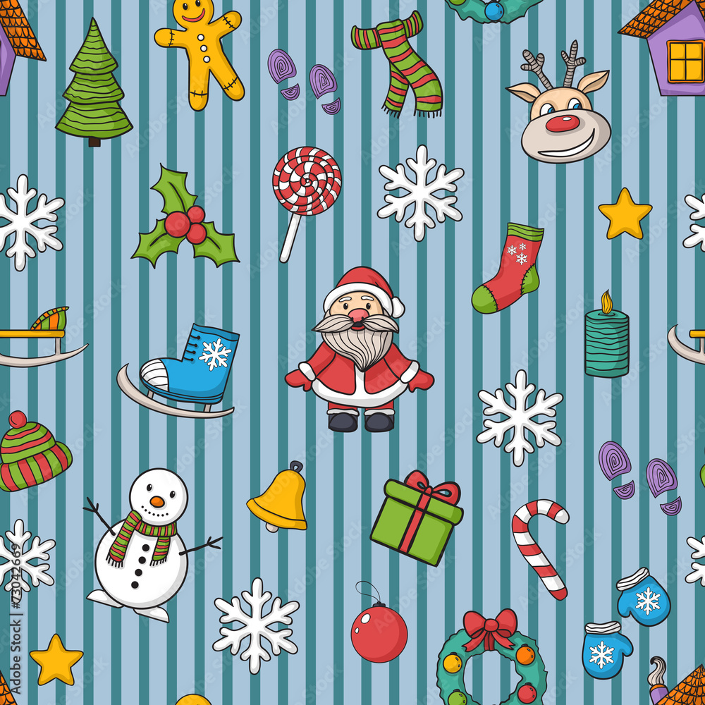 Vector Happy New Year and Merry Christmas pattern Vector Happy New Year and Merry Christmas pattern