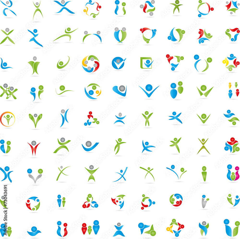 Menschen, Logos, Zeichen, Fitness, 3D Menschen, Logos, Zeichen, Fitness, 3D
