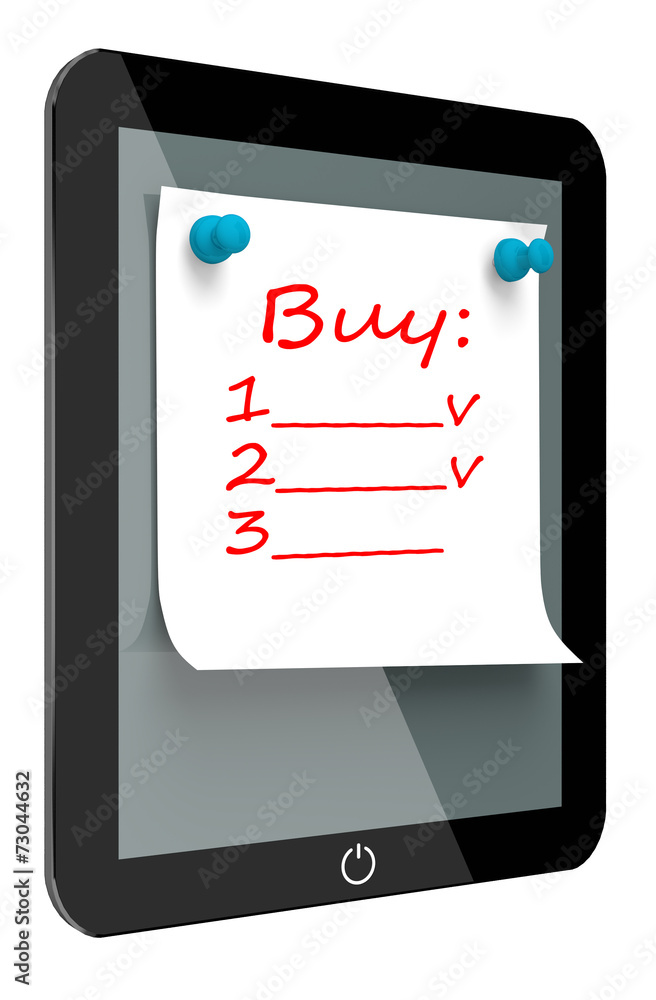 Digital Tablet and paper notice with pin Digital Tablet and paper notice with pin