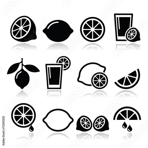 Lemon, lime icons set