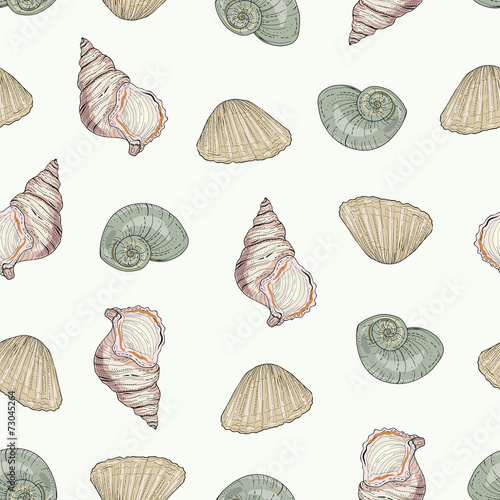 seashells seamless pattern