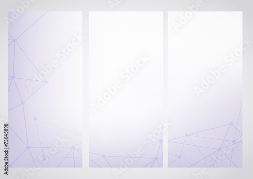 set of three violet banners or abstract header