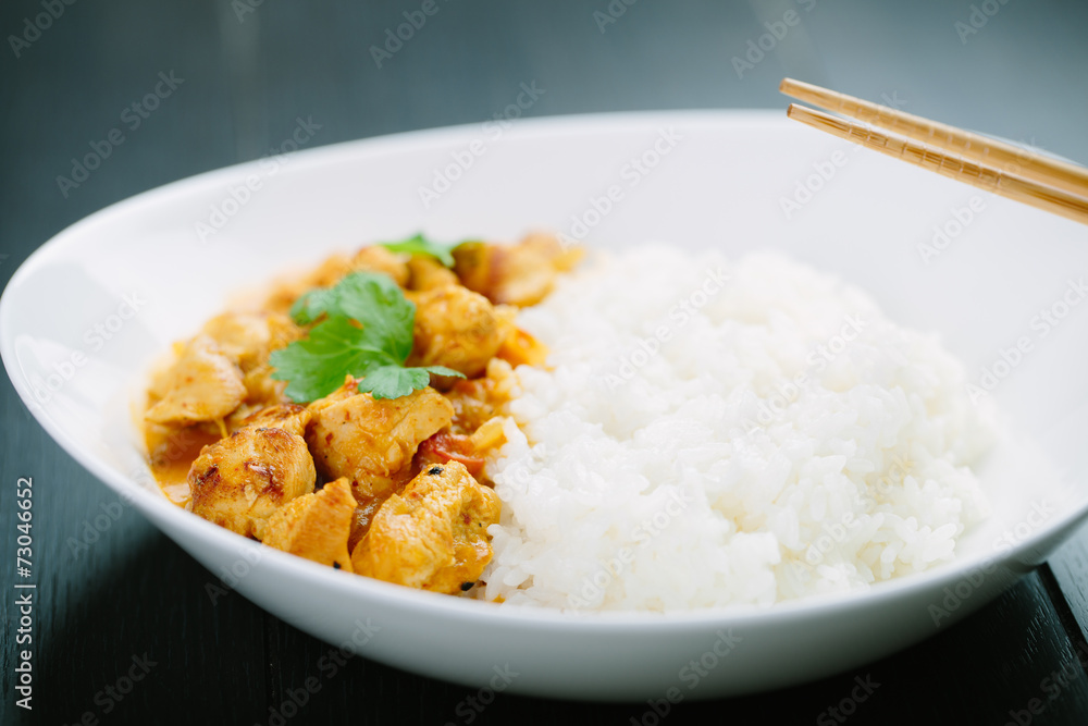 Spicy chicken curry with rice Spicy chicken curry with rice