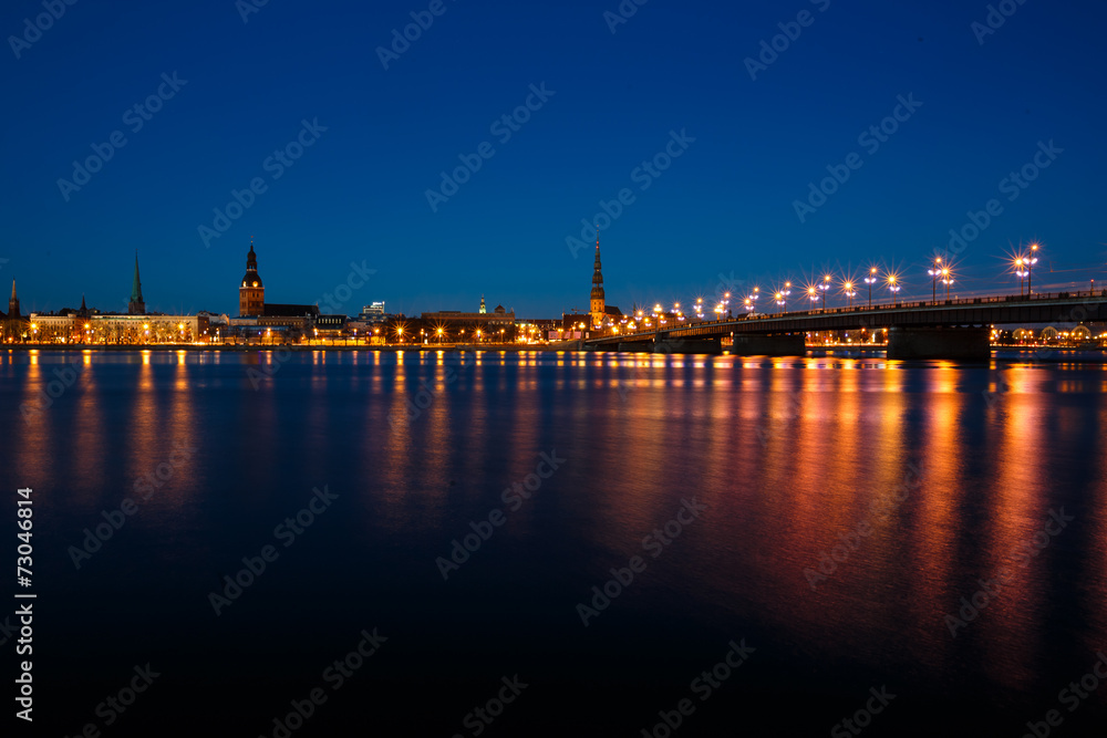 Bridge in Riga at night
