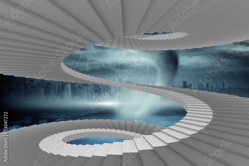 Composite image of winding stairs