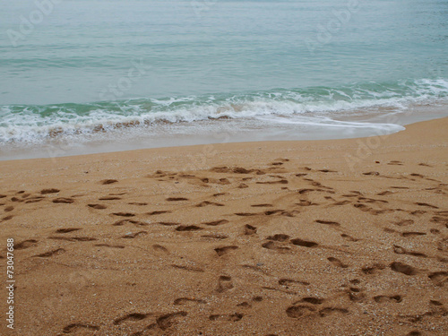 Footprint on the beautiful beach