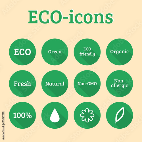 Ecology icon set. Eco, green and organic icons.