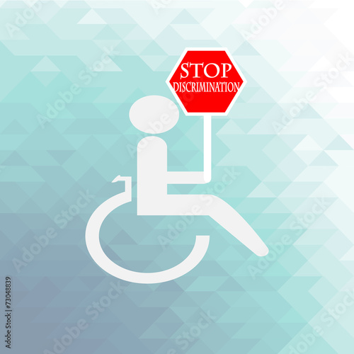 disabled discrimination illustration over blue color background