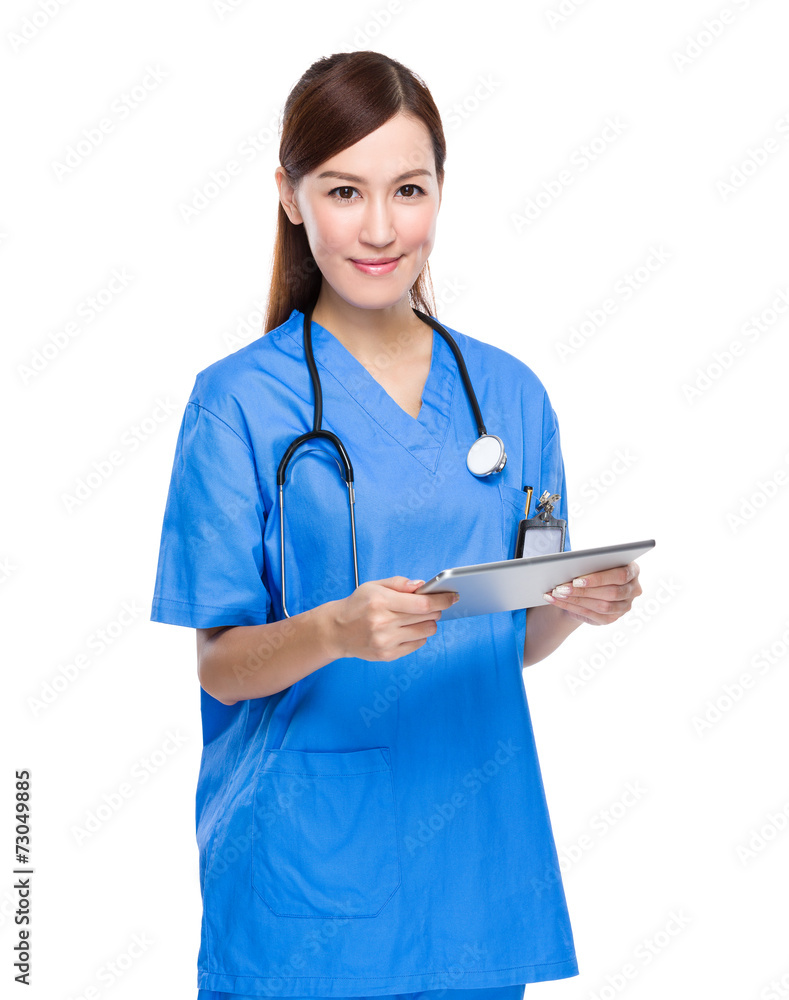 Female doctor use of tablet Female doctor use of tablet
