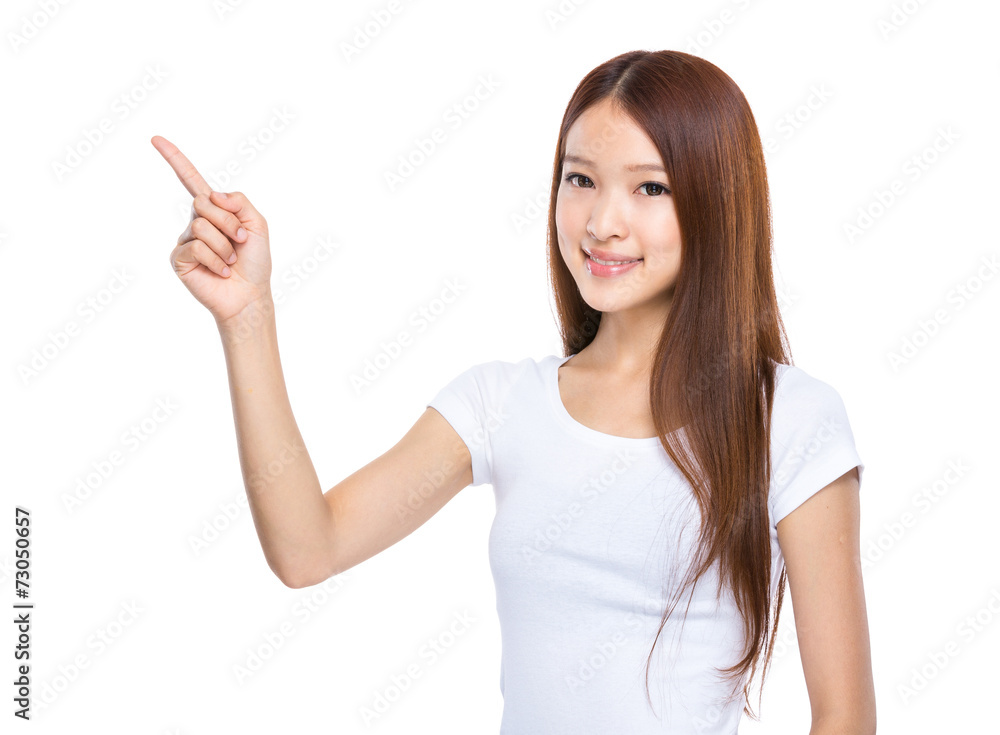 Woman with finger up Woman with finger up