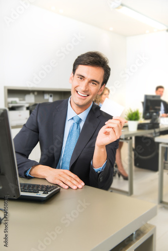 Man with business card