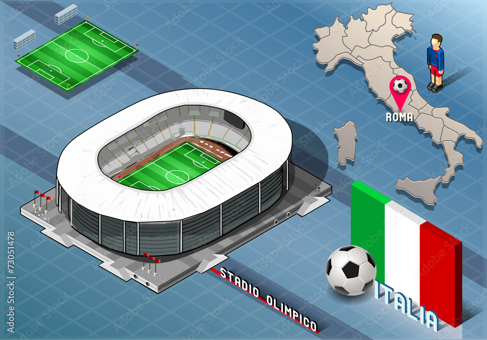 Obraz premium Isometric Stadium, Olimpico, Rome, Italy