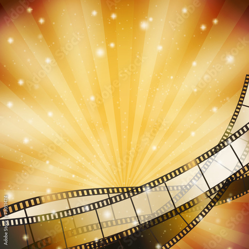 background with retro filmstrip and stars
