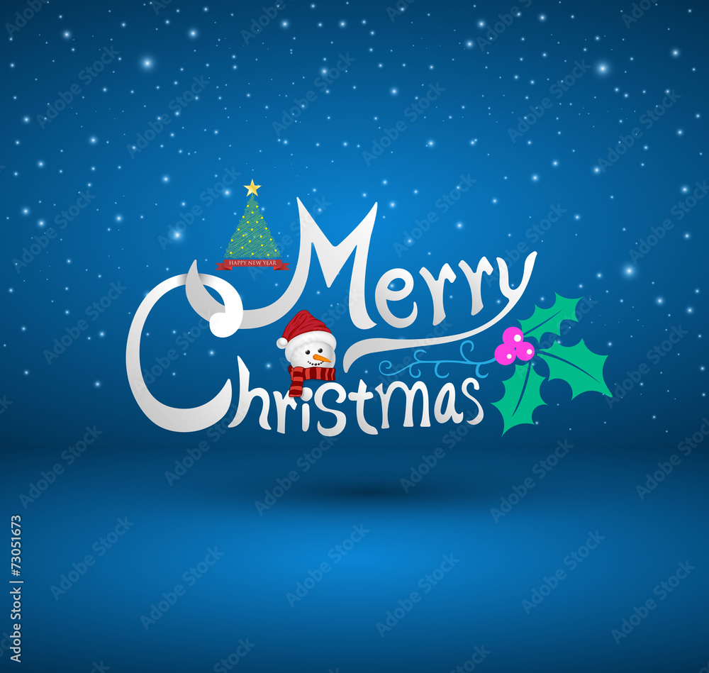 Fototapeta premium Christmas Greeting Card. Merry Christmas lettering,