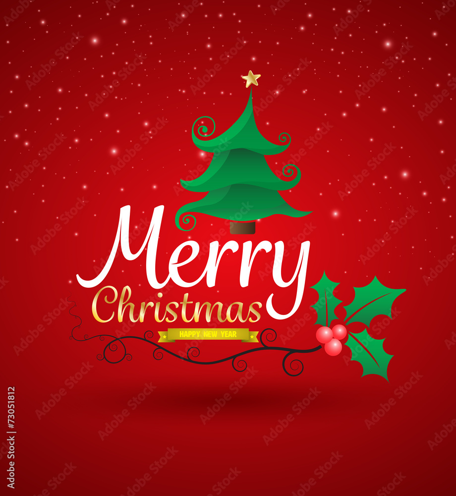 Christmas Greeting Card. Merry Christmas lettering,