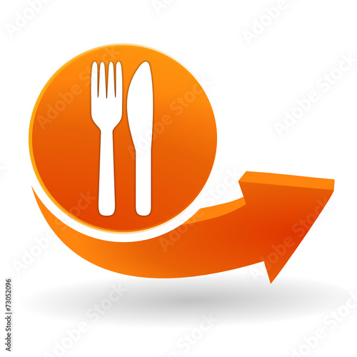 couteau fourchette sur bouton web orange