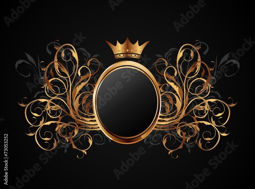 floral frame with heraldic crown