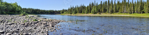Panorama of the wild river.