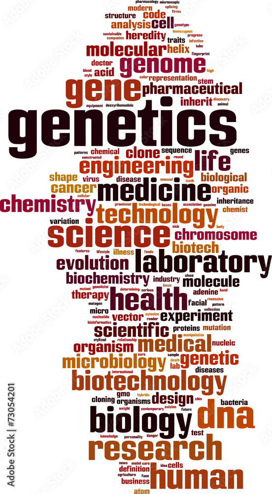 Obraz premium Genetics word cloud concept. Vector illustration