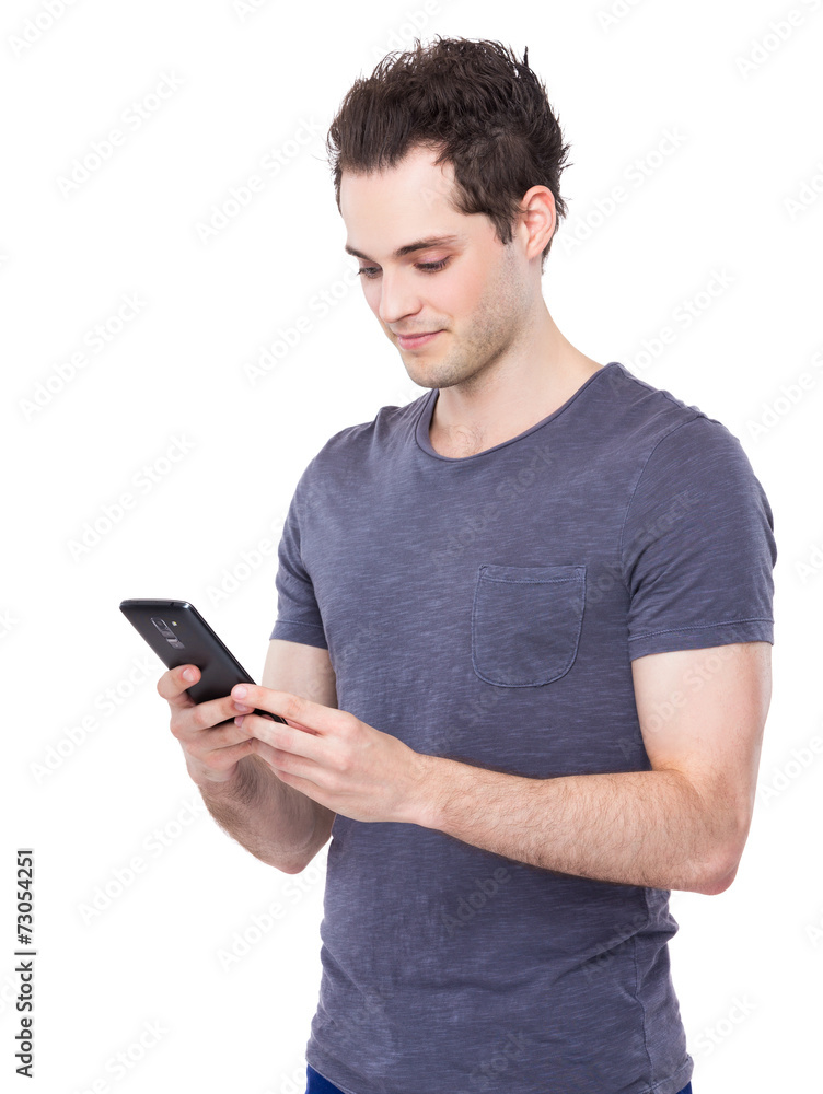 Man read the message on cellphone Man read the message on cellphone