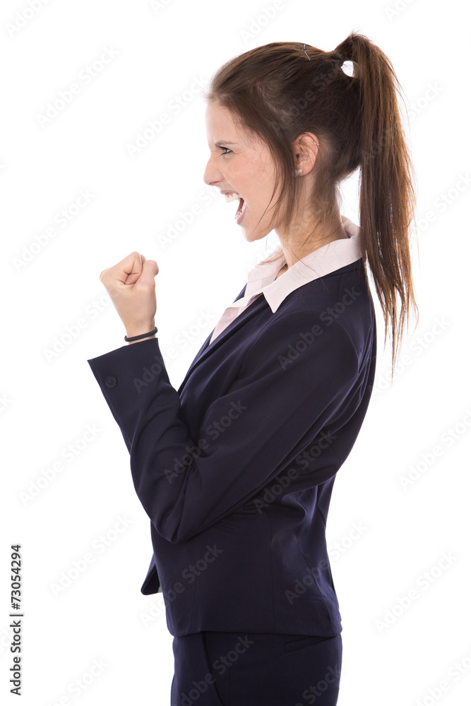 Motivation und Power: junge Frau erfolgreich im Beruf Motivation und Power: junge Frau erfolgreich im Beruf