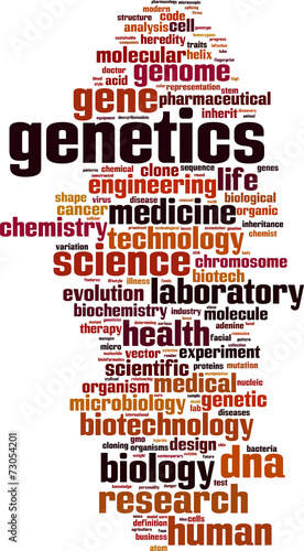 Genetics word cloud concept. Vector illustration